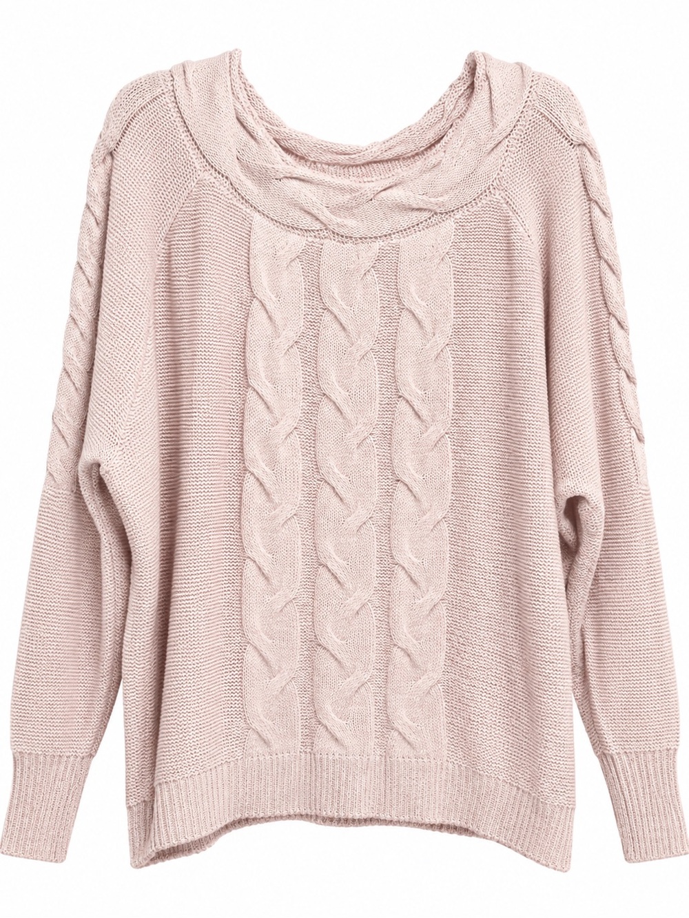 Coco + Carmen Blush Pink Cable Knit Cowl Neck Sweater XXL Oversized Cozy
